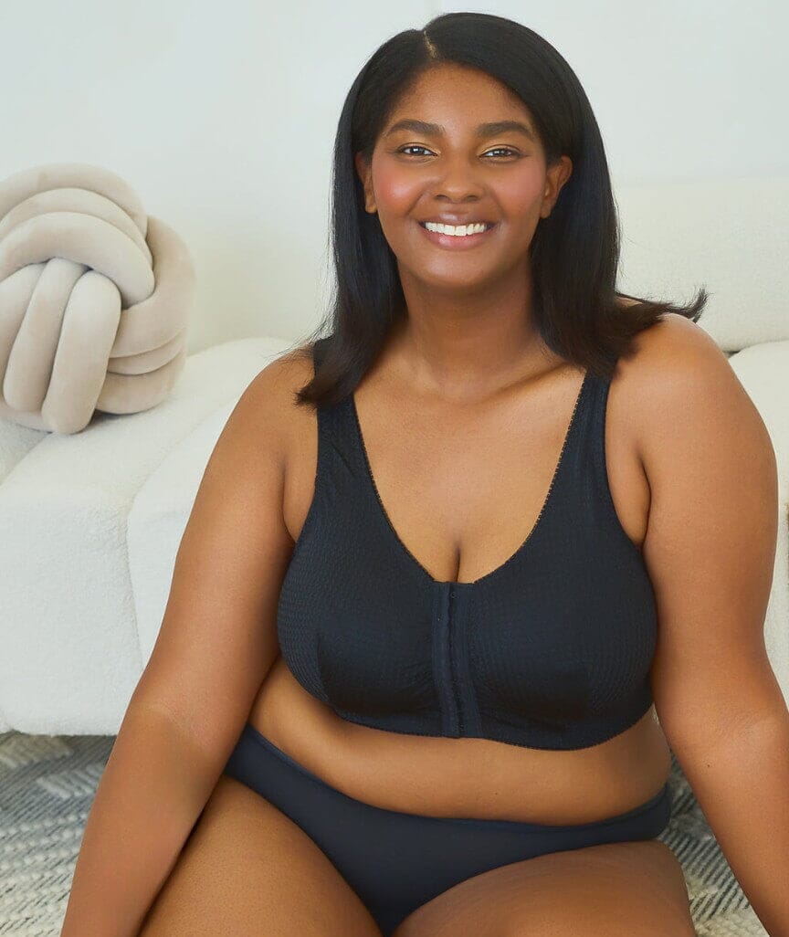 Leading Lady Marlene Wire-free Front Close Comfort Bra - Black Bras 