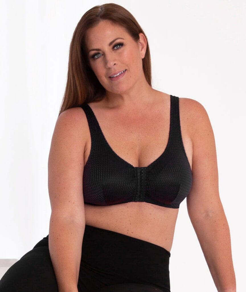 Leading Lady Marlene Wire-free Front Close Comfort Bra - Black Bras 