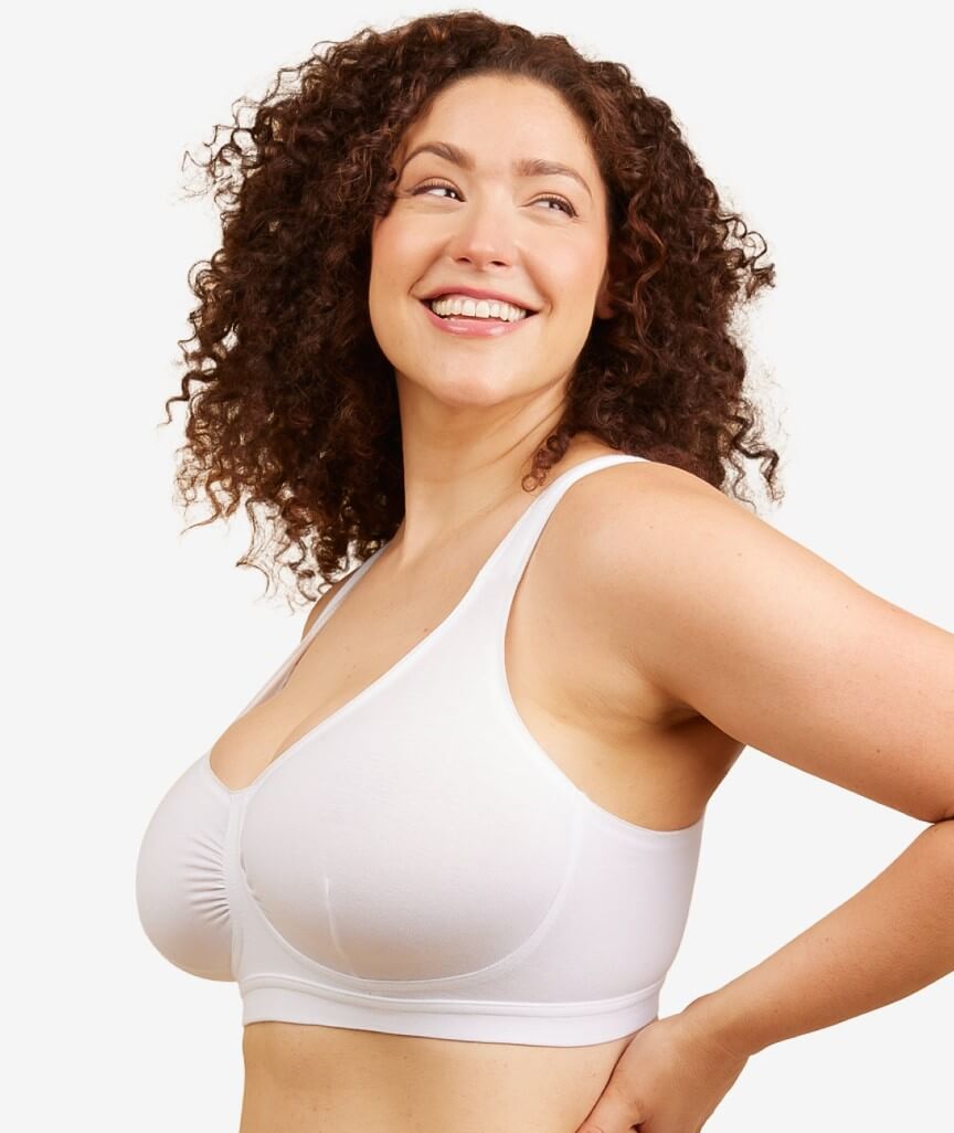 Leading Lady The Evie Plus Size Wire-free Cotton Comfort Bra - White