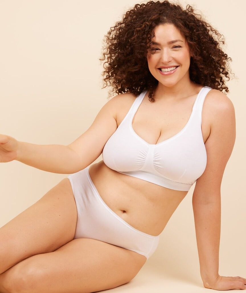 Leading Lady The Evie Plus Size Wire-free Cotton Comfort Bra - White