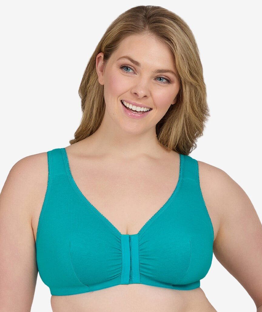 Leading Lady The Meryl Cotton Front Opening Wire-free Leisure Bra - Capri Breeze
