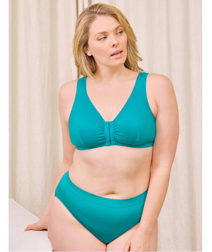 Leading Lady The Meryl Cotton Front Opening Wire-free Leisure Bra - Capri Breeze