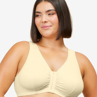 Leading Lady The Meryl Cotton Front Opening Wire-free Leisure Bra - Ecru