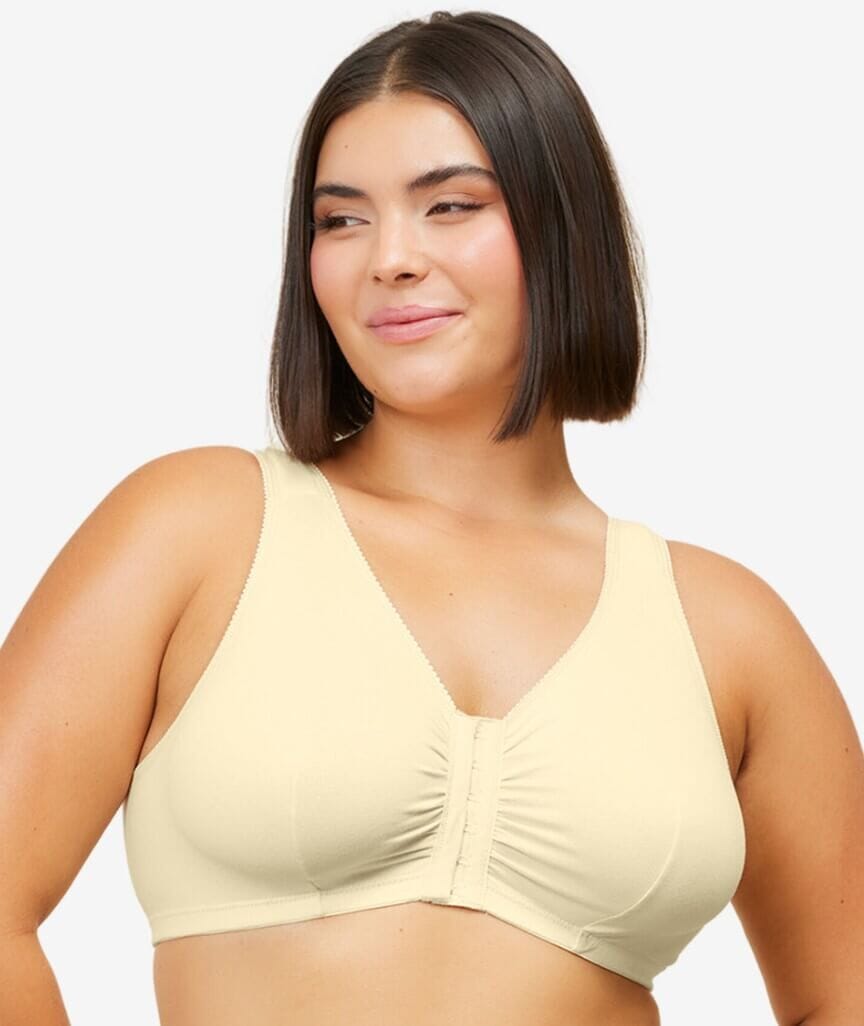 Leading Lady The Meryl Cotton Front Opening Wire-free Leisure Bra - Ecru Bras 