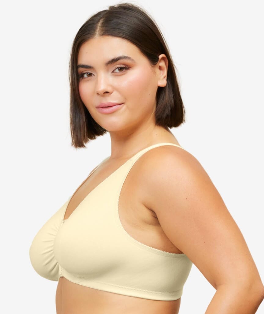 Leading Lady The Meryl Cotton Front Opening Wire-free Leisure Bra - Ecru Bras