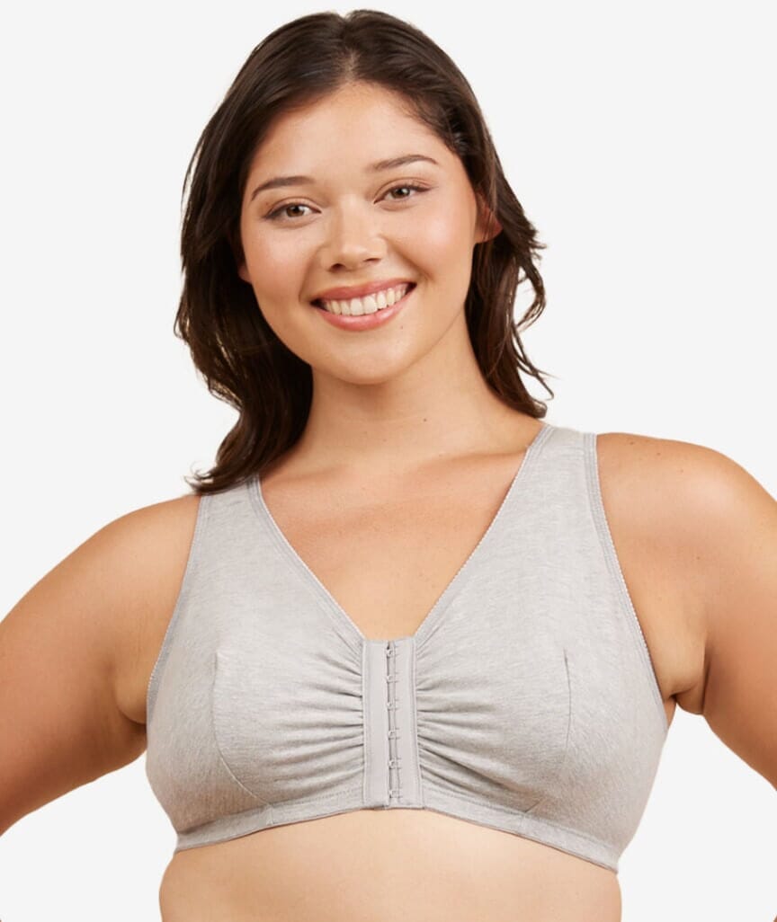 Leading Lady The Meryl Cotton Front Opening Wire-free Leisure Bra - Grey Bras