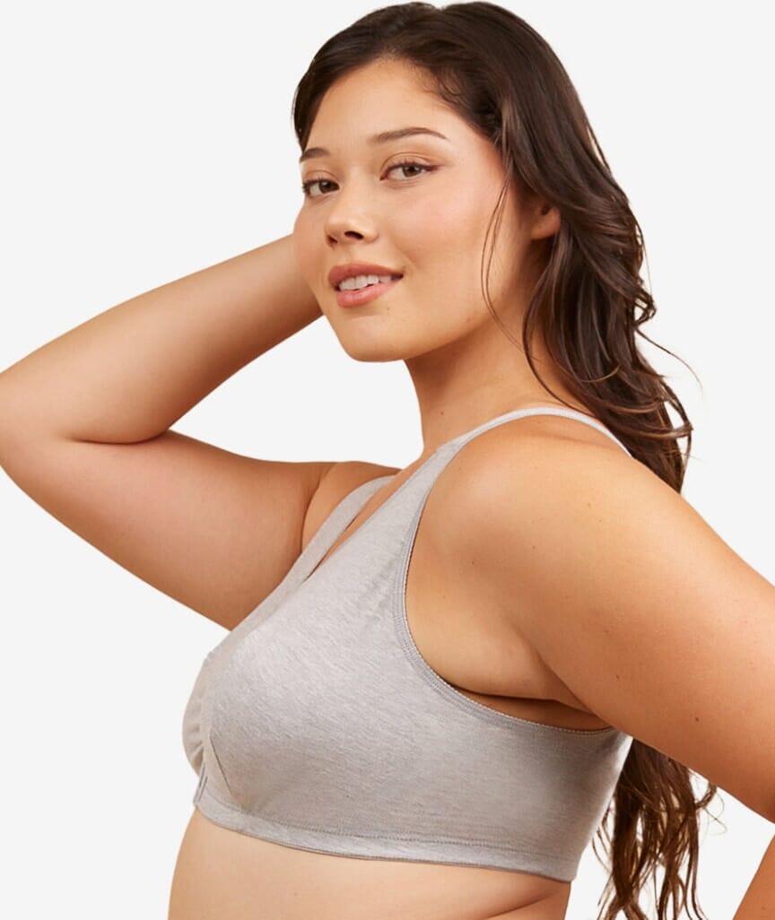 Leading Lady The Meryl Cotton Front Opening Wire-free Leisure Bra - Grey Bras