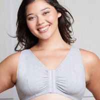 Leading Lady The Meryl Cotton Front Opening Wire-free Leisure Bra - Grey