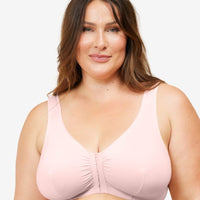 Leading Lady The Meryl Cotton Front Opening Wire-free Leisure Bra - Soft Pink