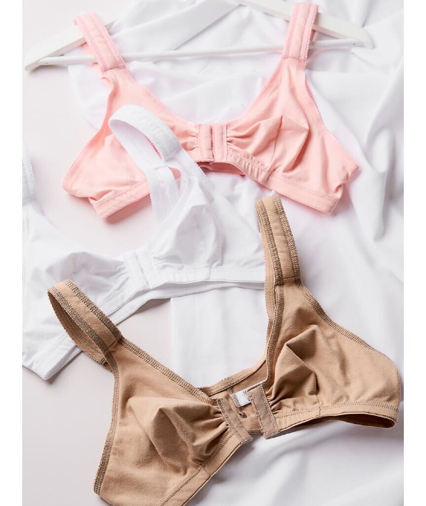 Leading Lady The Meryl Cotton Front Opening Wire-free Leisure Bra - Soft Pink Bras