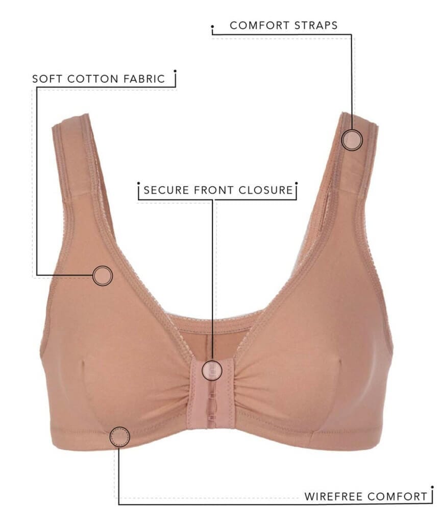 Leading Lady The Meryl Cotton Front Opening Wire-free Leisure Bra - White Bras 