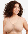 Leading Lady The Meryl Cotton Front Opening Wirefree Leisure Bra - Warm Taupe Bras