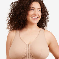 Leading Lady The Meryl Cotton Front Opening Wirefree Leisure Bra - Warm Taupe