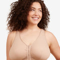 Leading Lady The Meryl Cotton Front Opening Wire-free Leisure Bra - Warm Taupe