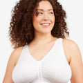 Leading Lady The Meryl Cotton Front Opening Wire-free Leisure Bra - White