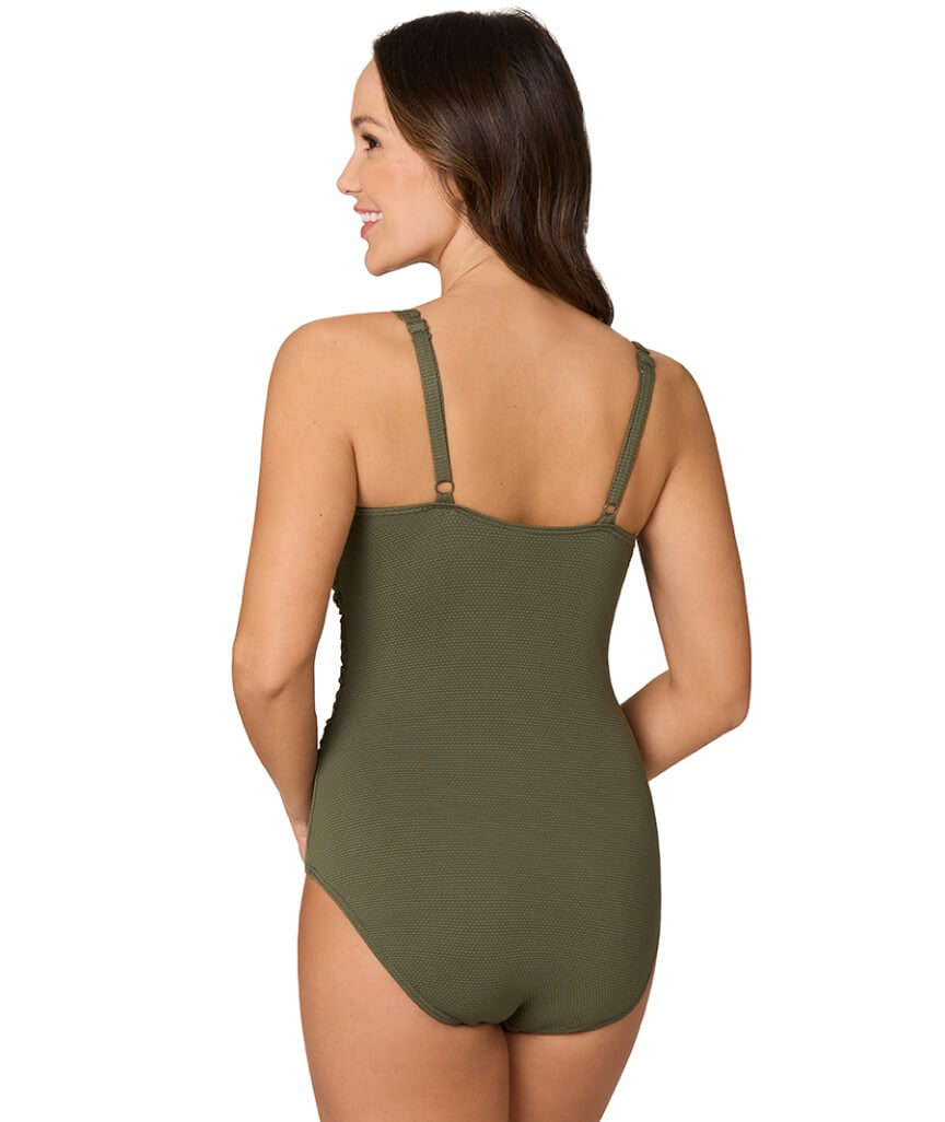 Nip Tuck Must Haves Louise Cross Front One Piece Swimsuit - Olive
