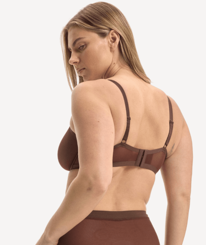 Nala Mesh Balconette Bra - Chocolate Mousse
