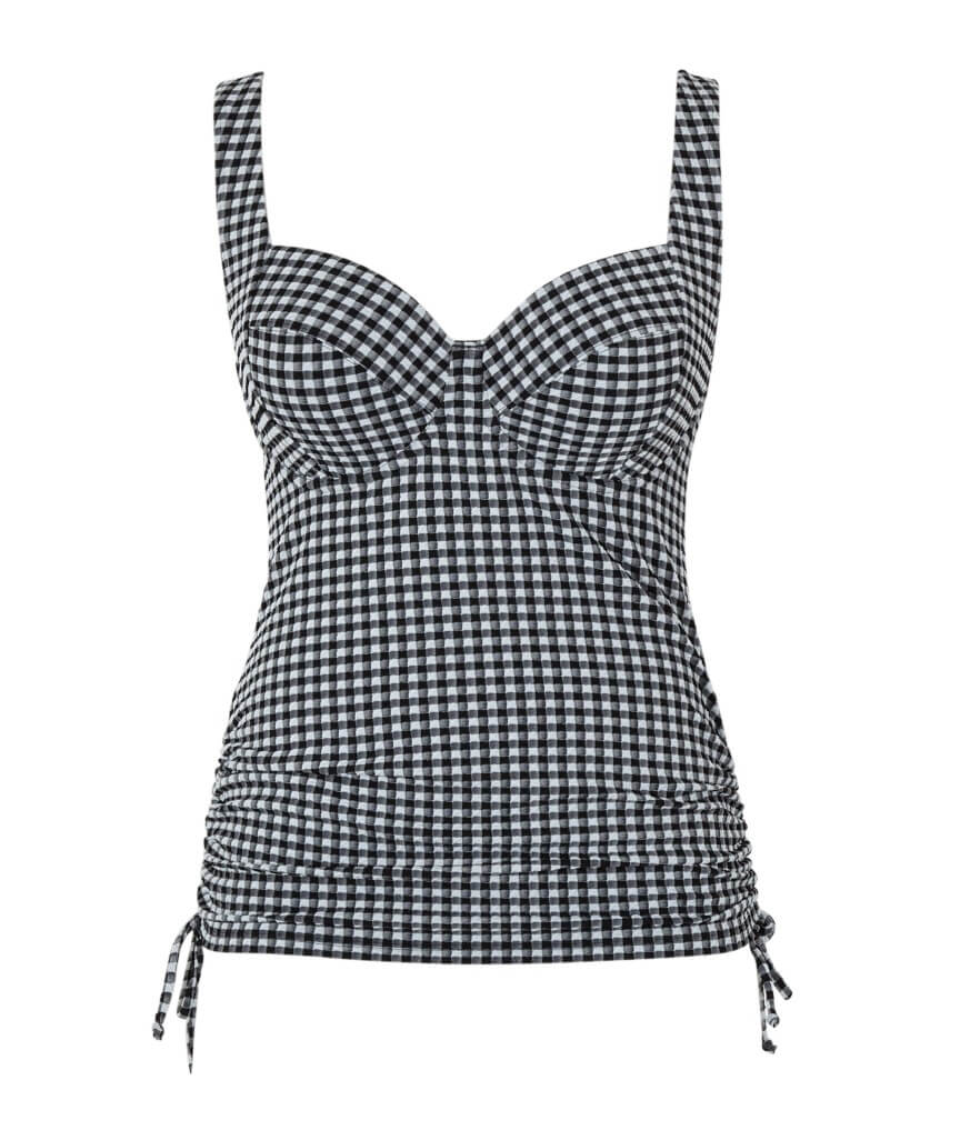 Panache Swimwear Gingham Iris Balconnet Underwired Tankini - Black Gingham