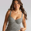 Panache Swimwear Gingham Iris Balconnet Underwired Tankini - Black Gingham