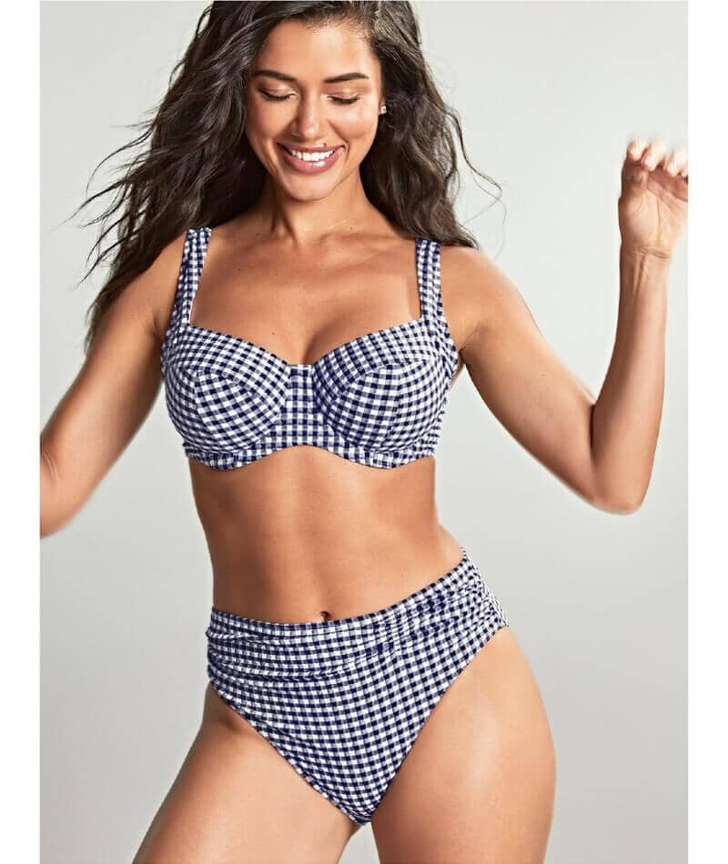 Panache Swimwear Gingham Midi Pant - Navy Gingham Swim 