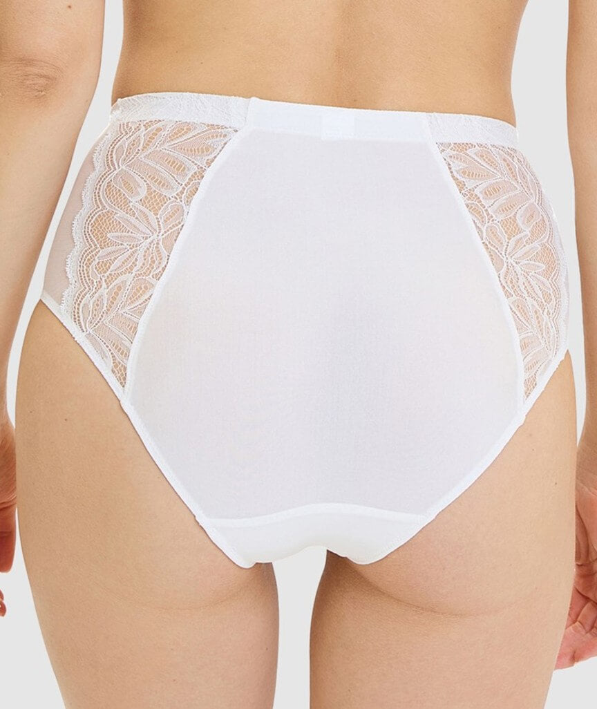Sans Complexe Suzan Lace & Microfiber High Waist Brief - Ivory