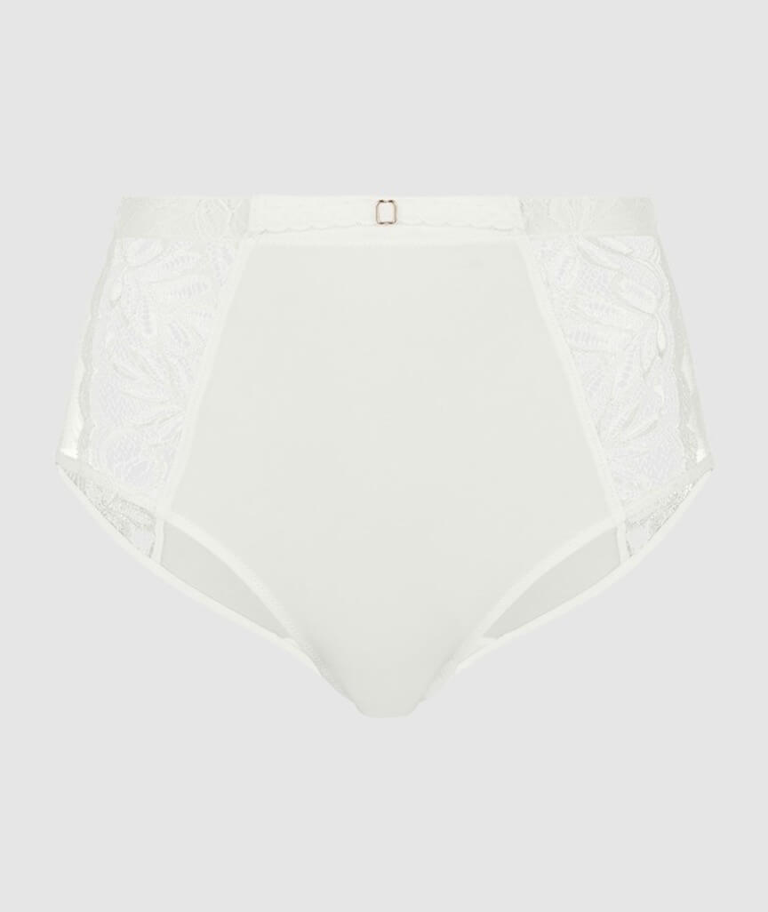 Sans Complexe Suzan Lace & Microfiber High Waist Brief - Ivory