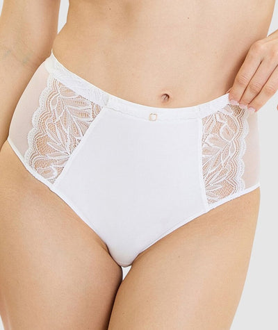 Sans Complexe Suzan Lace & Microfiber High Waist Brief - Ivory