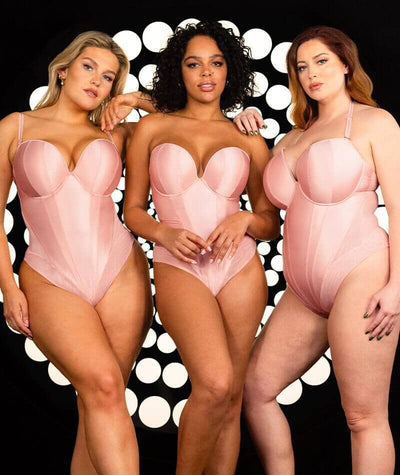 Scantilly Classique Plunge Padded Strapless Bodysuit - Powdery Pink Bodysuits & Basques