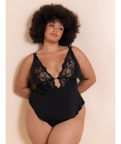Scantilly Embrace Stretch Lace Teddy - Black