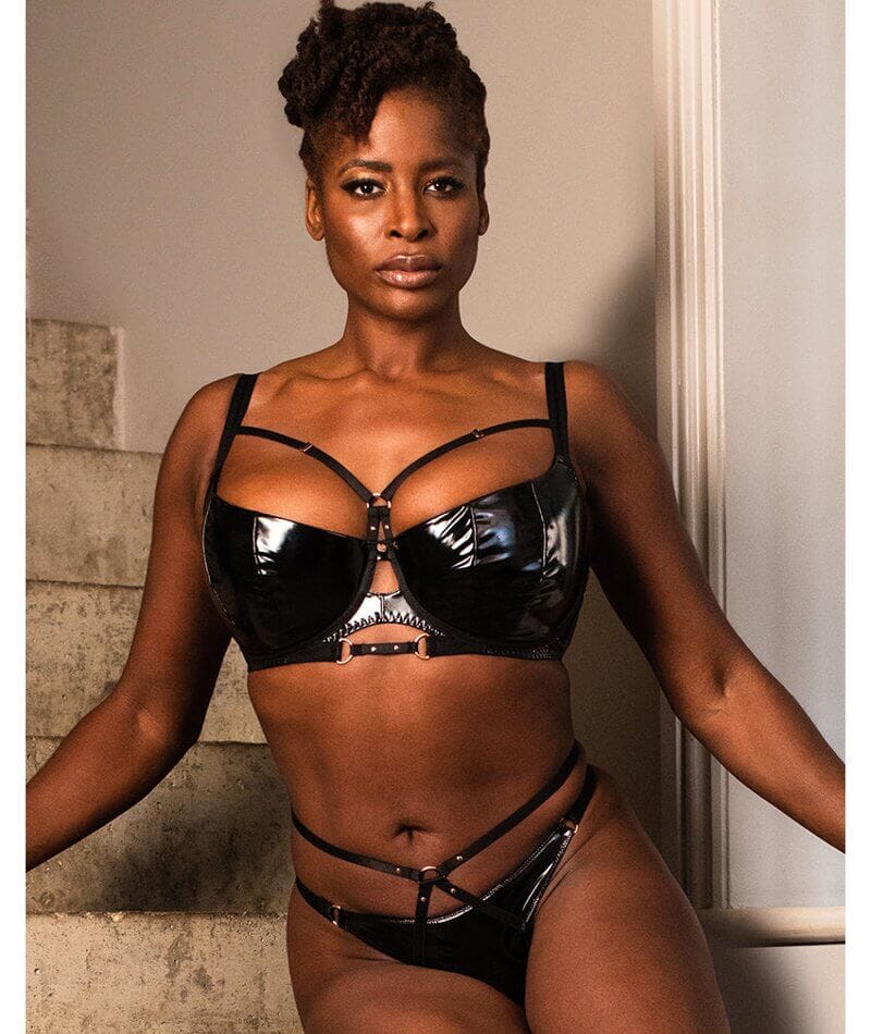 Buy Scantilly Black Harnessed Padded Half Cup Bra 32H online