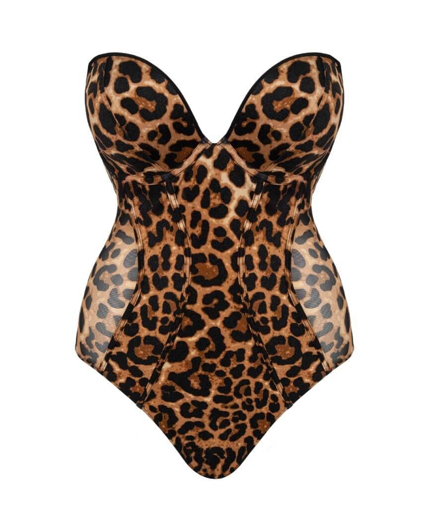 Scantilly Icon Plunge Strapless Multiway Padded Bodysuit - Leopard Print (Test) Bodysuits & Basques