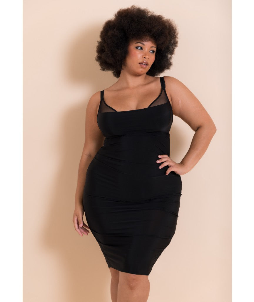 Scantilly Mirage Wired Plunge Slip Dress - Black - Curvy Bras