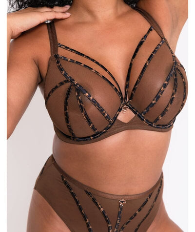 Scantilly Senses Plunge Bra - Leopard Brown Bras