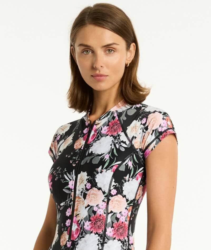 Sea Level Belle Short Sleeve A-DD Cup One Piece Swimsuit - Black Swim