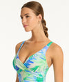 Sea Level Key Largo Cross Front A-DD Cup One Piece Swimsuit - Blue Swim