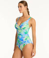 Sea Level Key Largo Cross Front A-DD Cup One Piece Swimsuit - Blue Swim