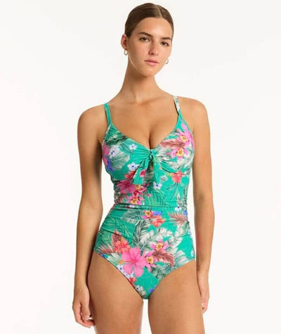 Sea Level Pacifico Tie Front DD-E Cup One Piece Swimsuit - Evergreen Swim