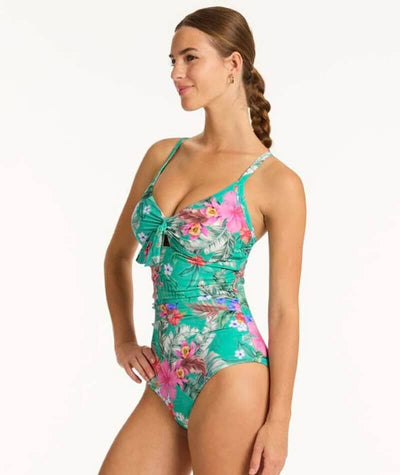 Sea Level Pacifico Tie Front DD-E Cup One Piece Swimsuit - Evergreen Swim