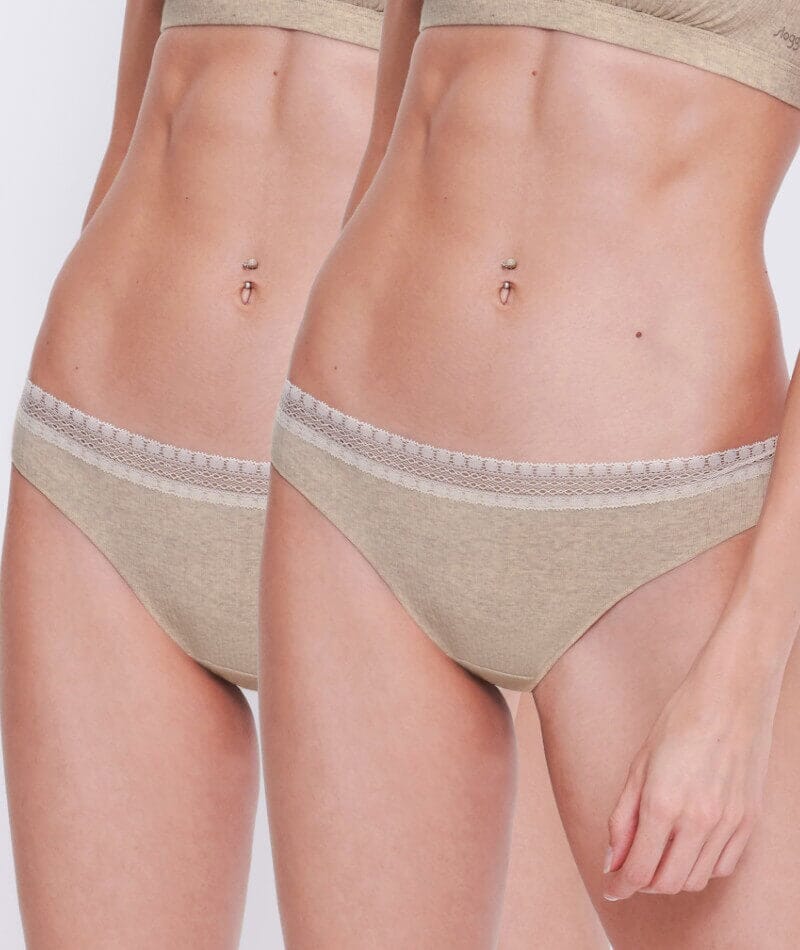 Sloggi Go Ribbed Brazilian Brief 2 Pack - Grey Combination Knickers