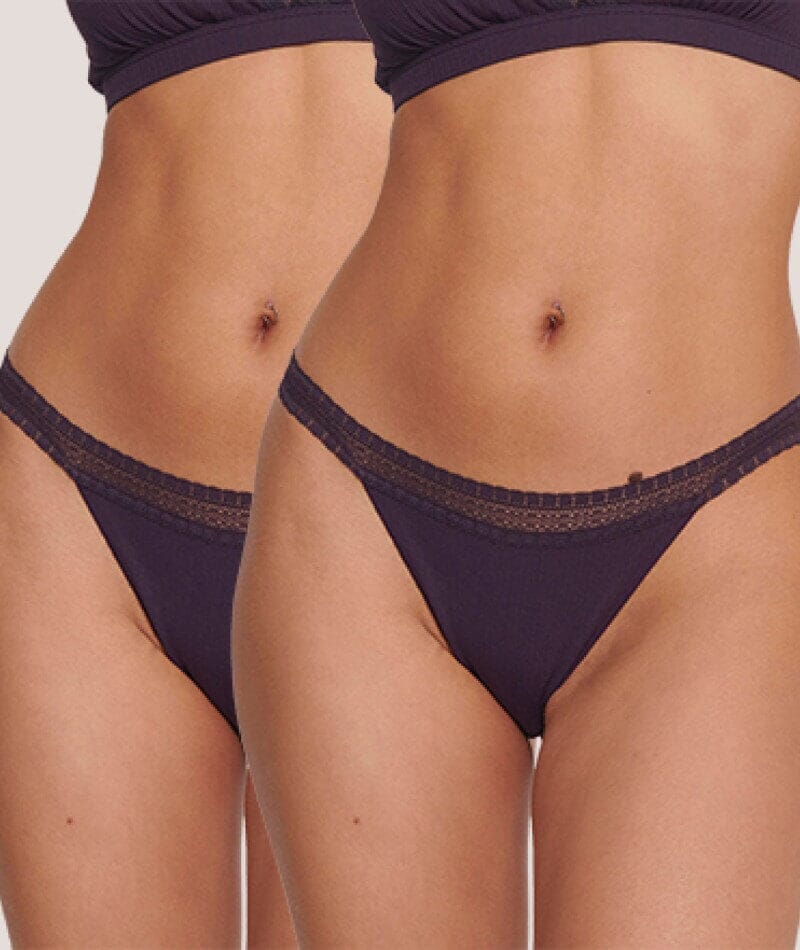 Sloggi Go Ribbed Tanga Brief 2 Pack - Blueberry - Curvy Bras