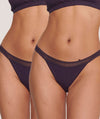 Sloggi Go Ribbed Tanga Brief 2 Pack - Blueberry Knickers XS