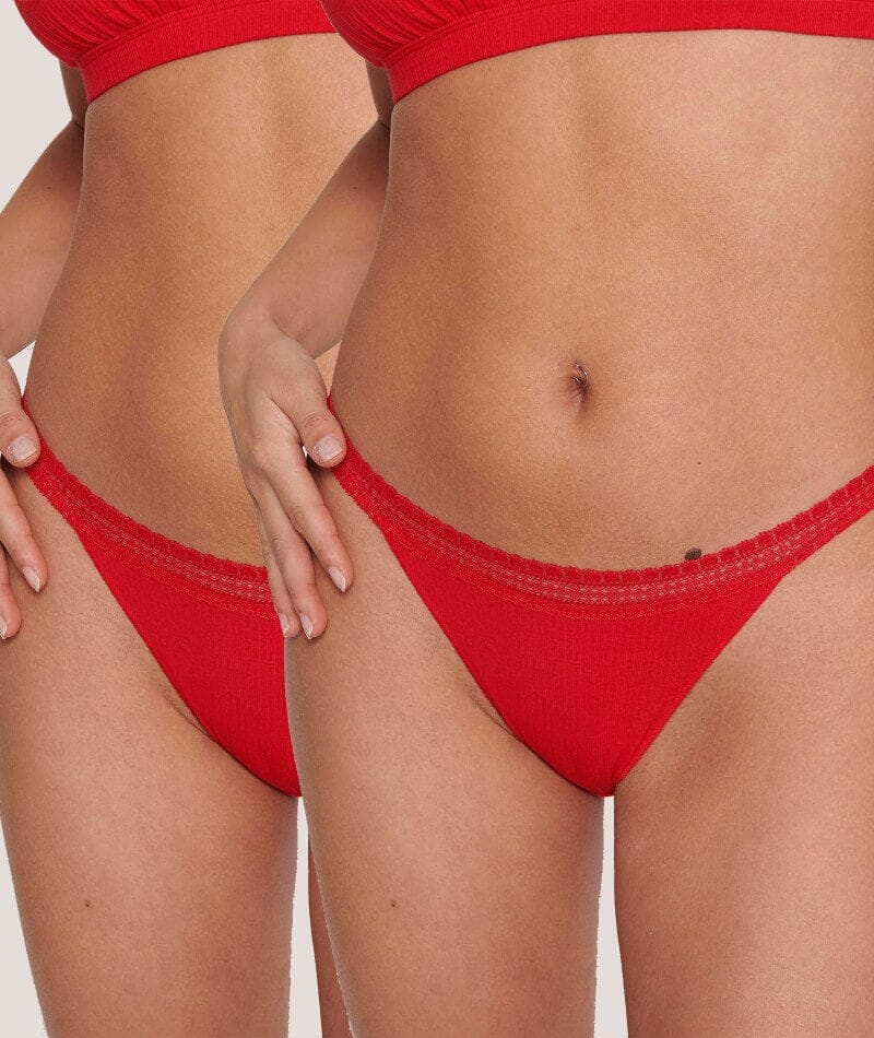 Sloggi Go Ribbed Tanga Brief 2 Pack - Campari Knickers XS