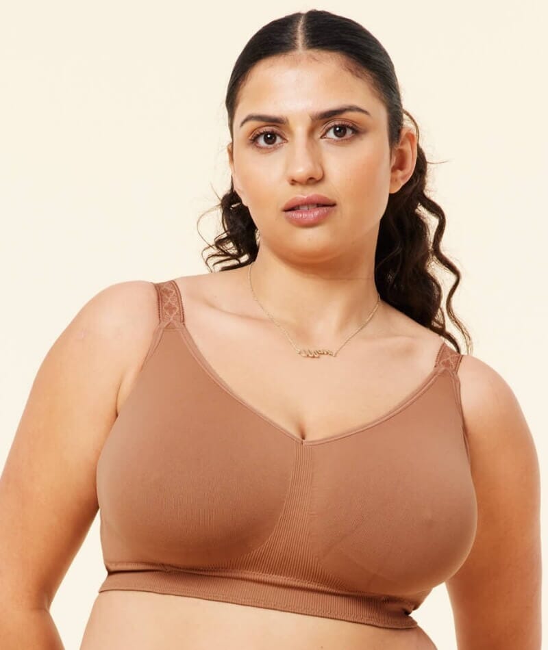 Sugar Candy Fuller Bust Seamless F-Hh Cup Wire-Free Lounge Bra - Clay Bras