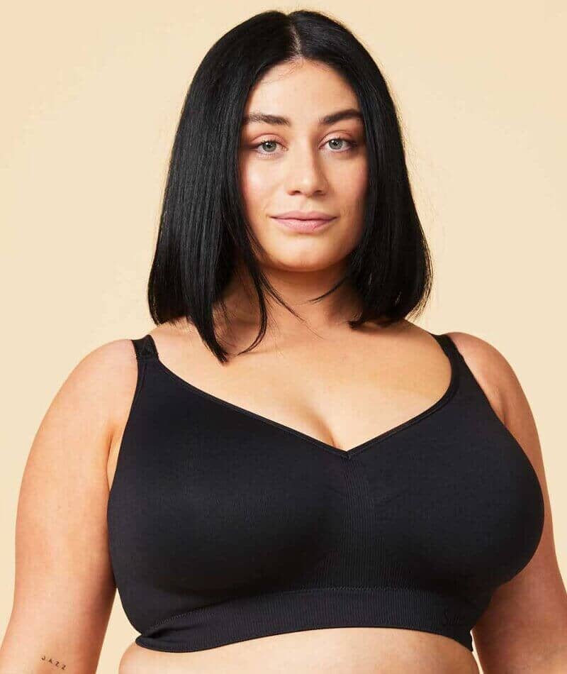 Sugar Candy Fuller Bust Seamless F-HH Cup Wire-free Lounge Bra - Black