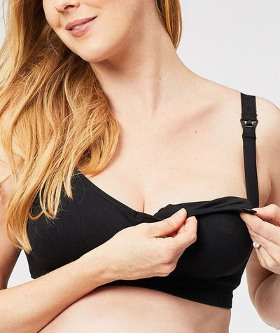 Cake Maternity Popping Candy Fuller Bust Seamless F-HH Cup Wire-free Nursing Bra - Black Bras