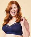 Sugar Candy Lux Fuller Bust Seamless F-HH Cup Wire-free Lounge Bra - Navy Bras