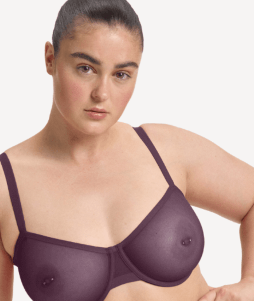 Nala Mesh Balconette Bra - Mulberry