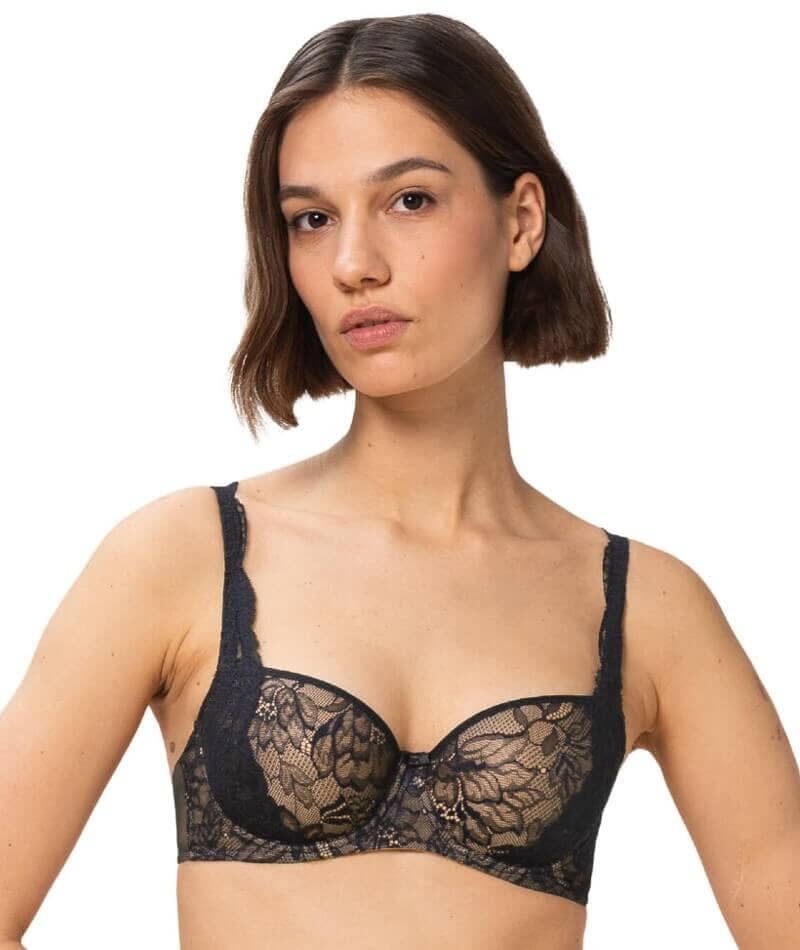 Triumph Amourette Charm Half-Cup Underwired Padded Bra - Black - Curvy Bras