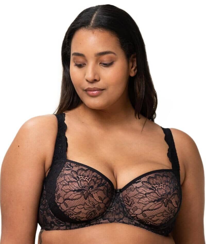 For Your Eyes Only Underwired Quarter Cup Bra, Black