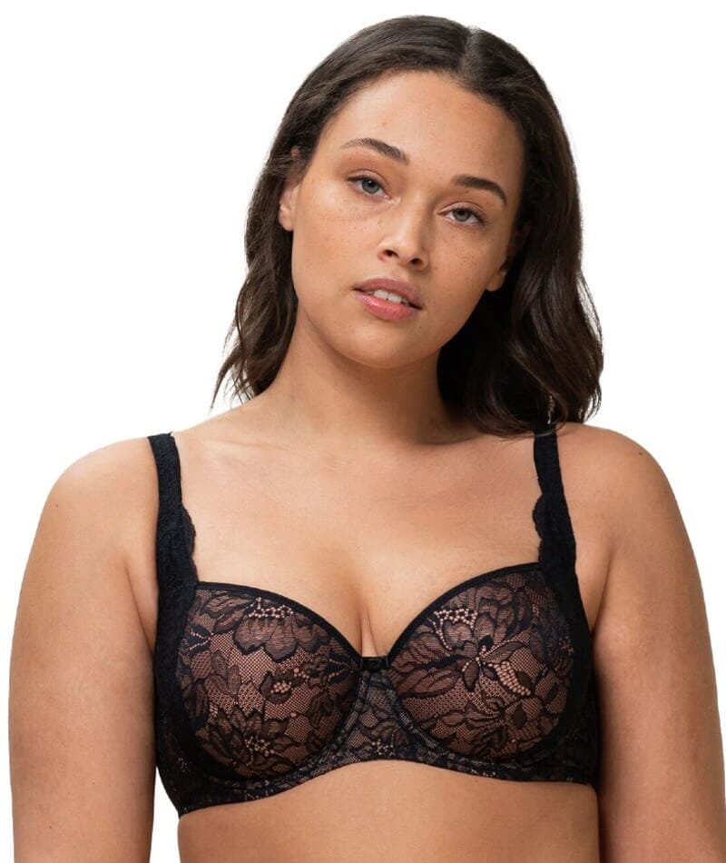 Triumph Amourette Charm Half-Cup Underwired Padded Bra - Black - Curvy Bras